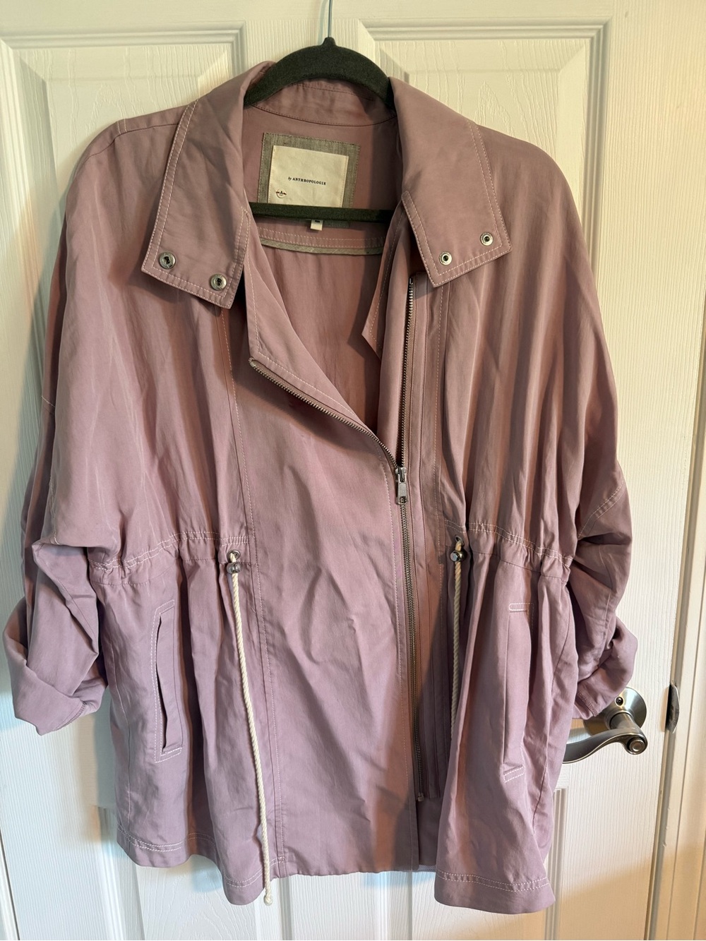 Anthropologie Danuta Cupro Mauve Drawstring Lightweight Jacket - XS/S